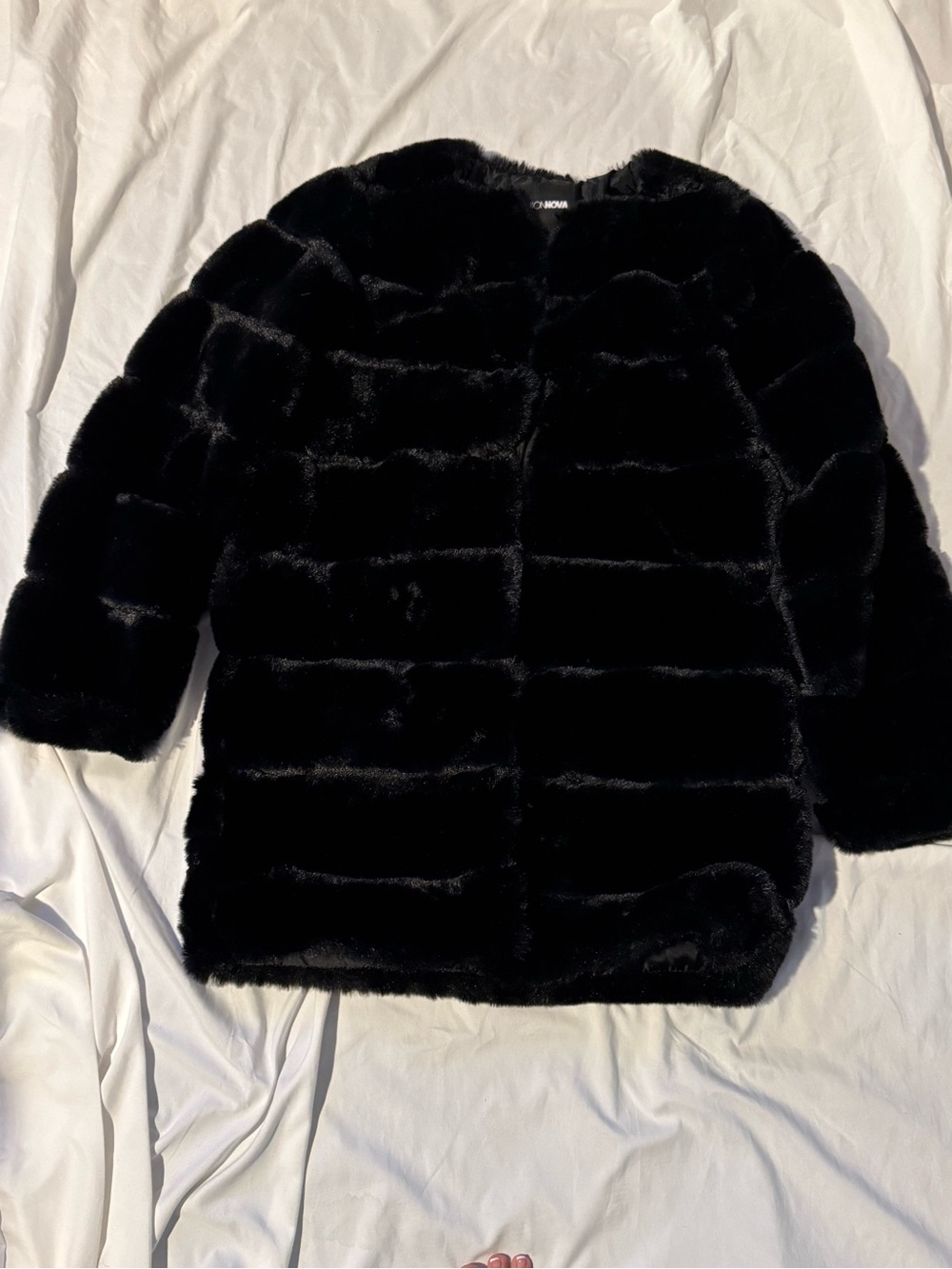 Fashion Nova Black Plush Faux Fur Teddy Coat